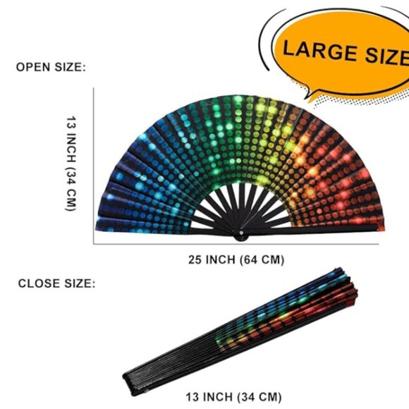 Large Folding Hand Rave Fan Popping Fan for Line Dancing Clacking - Picture 2 of 3